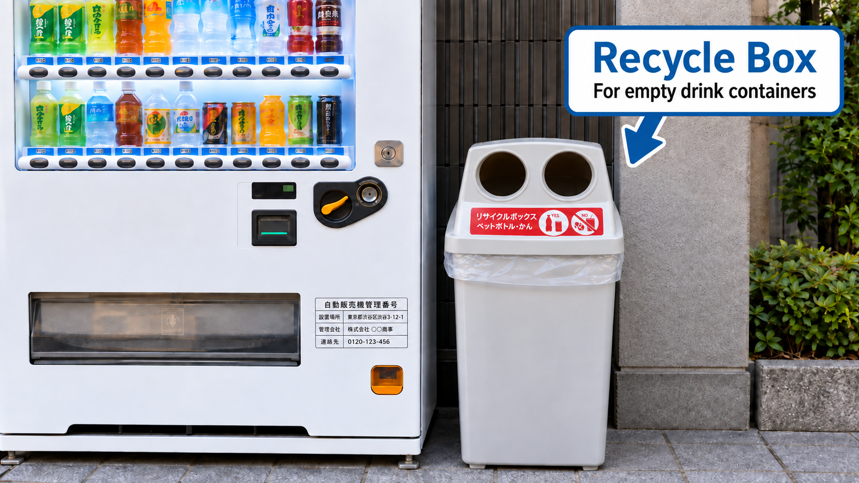 Vending machine recycling bin
